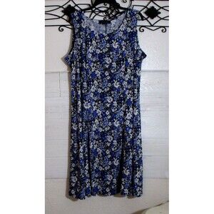 Perceptions Knit Midi Dress Women's Size 1X Black Floral Sleeveless Round Neck